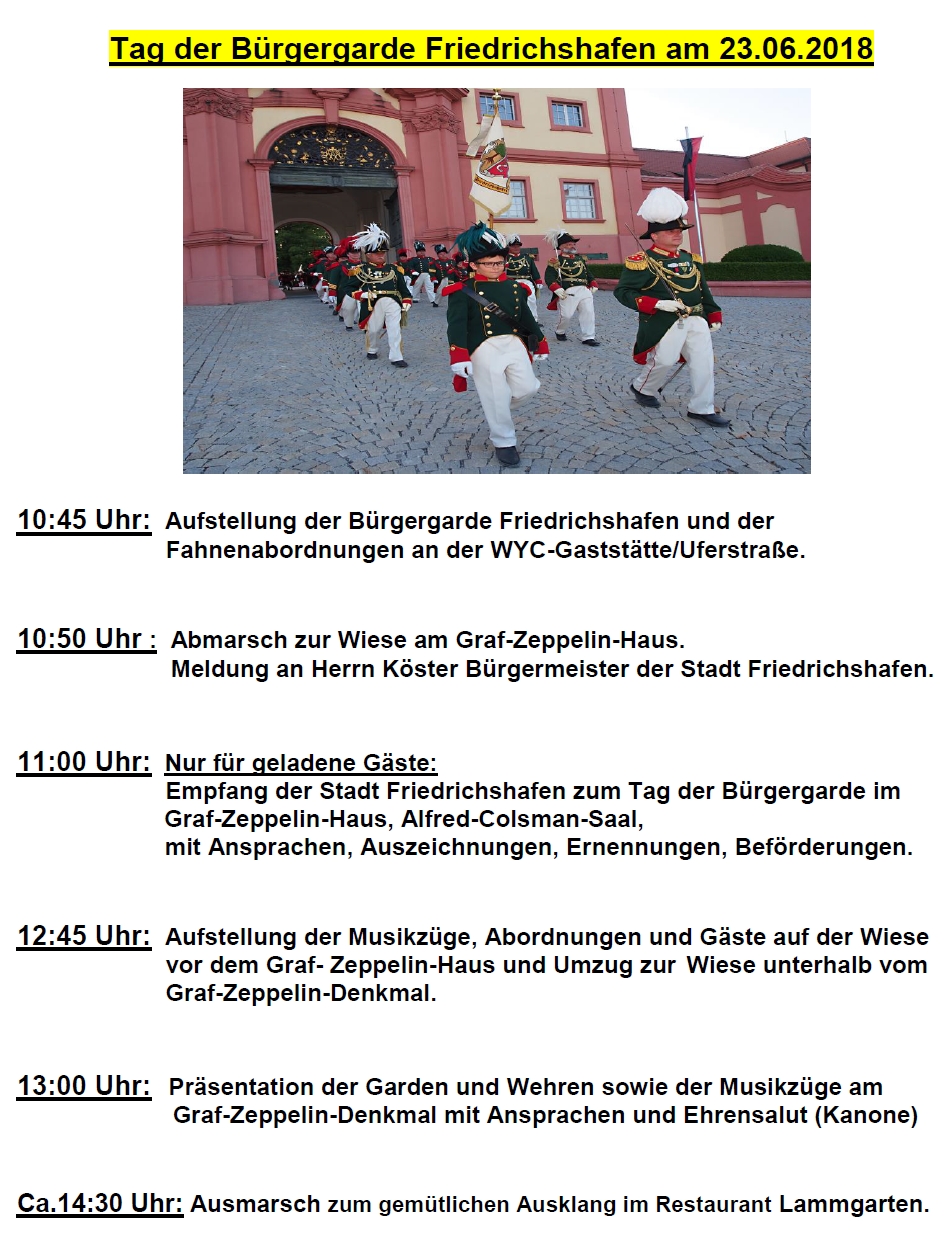 Einladung Zum Der Burgergarde Verein Zur Pflege Des Volkstums Friedrichshafen E V