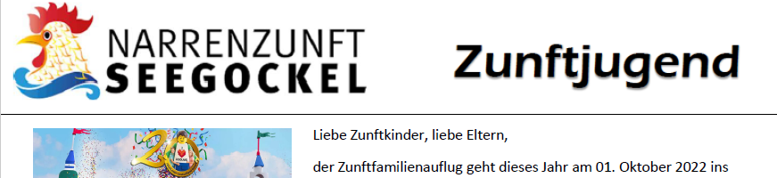 Einladung zum Zunftkinder/Familien- und Zunftjugendausflug online